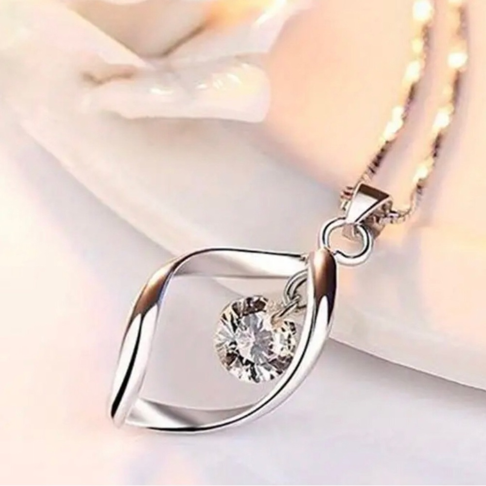 Floating Water Drop Crystal Necklace - Picture 4 of 5